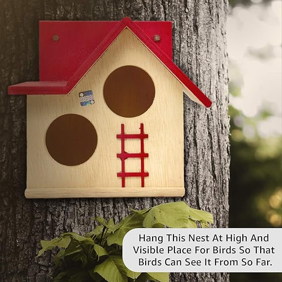 Wooden Bird House for Balcony and Garden Hanging for Love birds