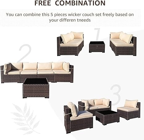 3 Piece Outdoor Patio Furniture Sets With Washable Cushion