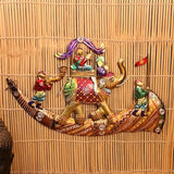 Iron Painted Wall Pungi Elephant, iron Showpiece