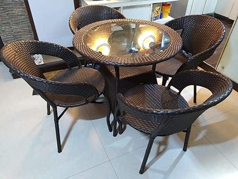 Outdoor Golden Four Seater Garden Patio Set (4 Chairs and 1 Table)