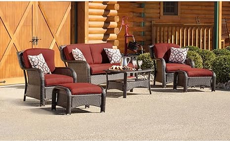 6 Piece Garden Sofa Set With Cushion (3 Sofa+ 2 ottoman+ 1 Table)