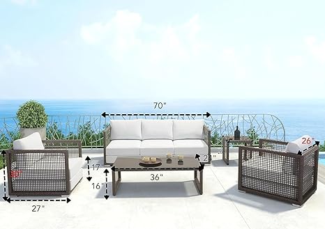 5 Pieces Outdoor Furniture Patio Sectional Sofa Set