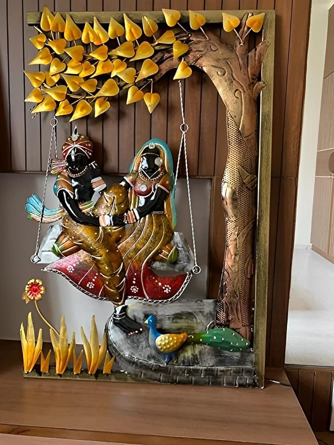 Radha-Krishna in Ring LED Home Interior Wall Decor