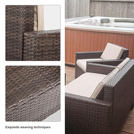 Set of 4 Wicker Sofa With Cushion & Coffee Table