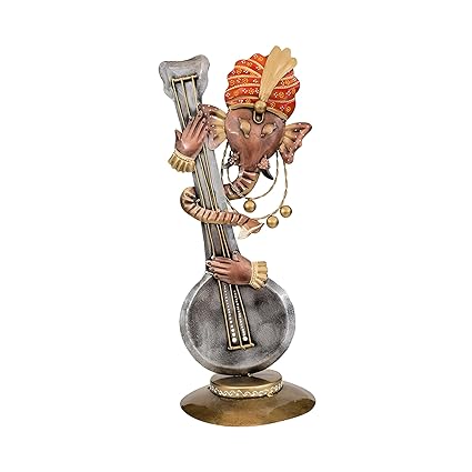 Handmade Iron Ganesha with Veena Showpiece