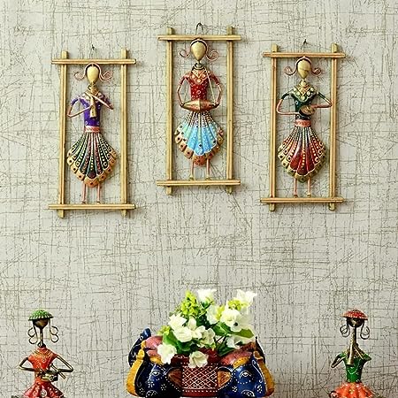 Rajasthani Iron Musicians Wall Hanging Showpiece Frame set of 3
