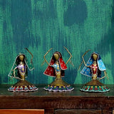 Traditional Metal Dancing Women Human Showpiece- Set of 3