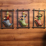Handmade Iron Painted Wall Crown/Wings Lady Frame- Set of 3