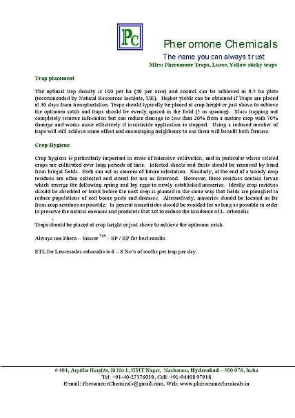 Pheromone Chemicals Leuci Detector Lures for Leucinodes Orbonalis Brinjal Fruit and Shoot Borer Without Trap