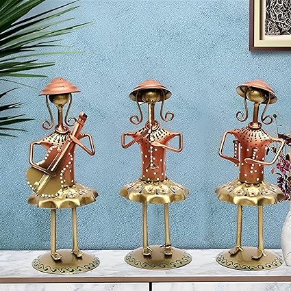Iron Mini Lady Musician Decorative Showpiece- Set of 3