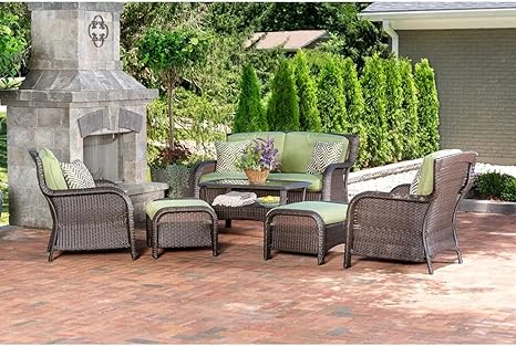 6 Piece Garden Sofa Set With Cushion (3 Sofa+ 2 ottoman+ 1 Table)