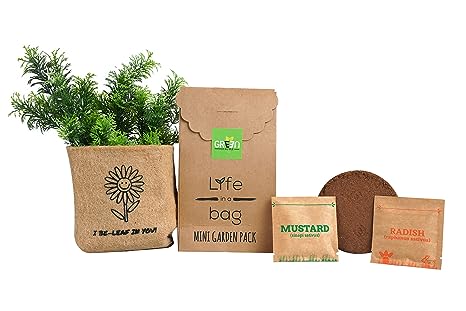Eco-Friendly Jute Mini Garden Pack with Seeds, Pot, & Gardening Soil