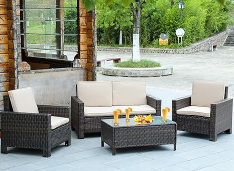 4 Piece Outdoor Furniture Set With Coffee Table