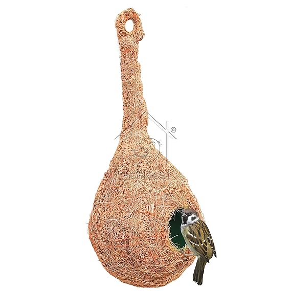 Round Organic Bird Nest Purely Handmade Sparrow (Brown) -Set of 2