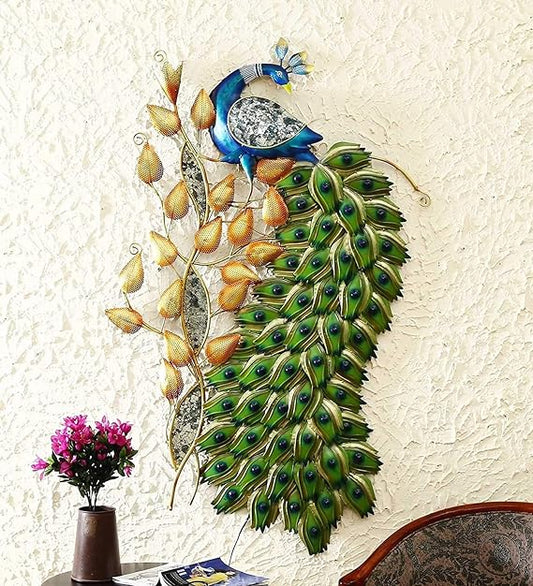 Metal Peacock Wall Art with LED Light