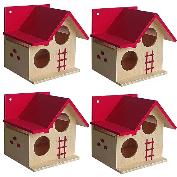 Wooden Bird House for Balcony and Garden Hanging for Love birds