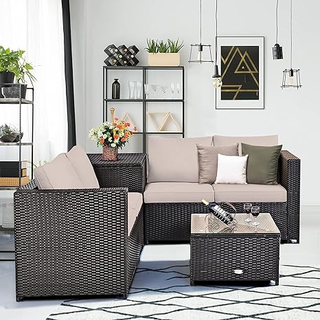 Outdoor Furniture Sofa Set (2 Two Seater Sofa+ 1 Side Table+ 1 Center Table)