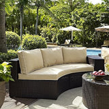 Outdoor Wicker Round Sectional Sofa With Sand Cushions