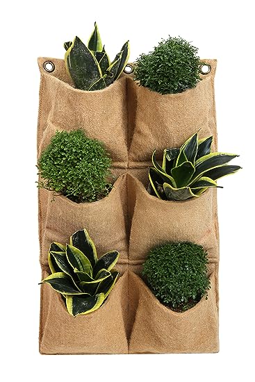 Jute 6 Pocket Vertical Hanging Planter