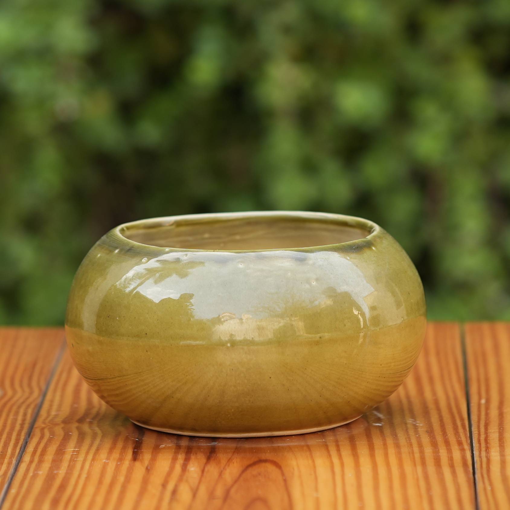 Glosy Round Ceramic Planter, Medium