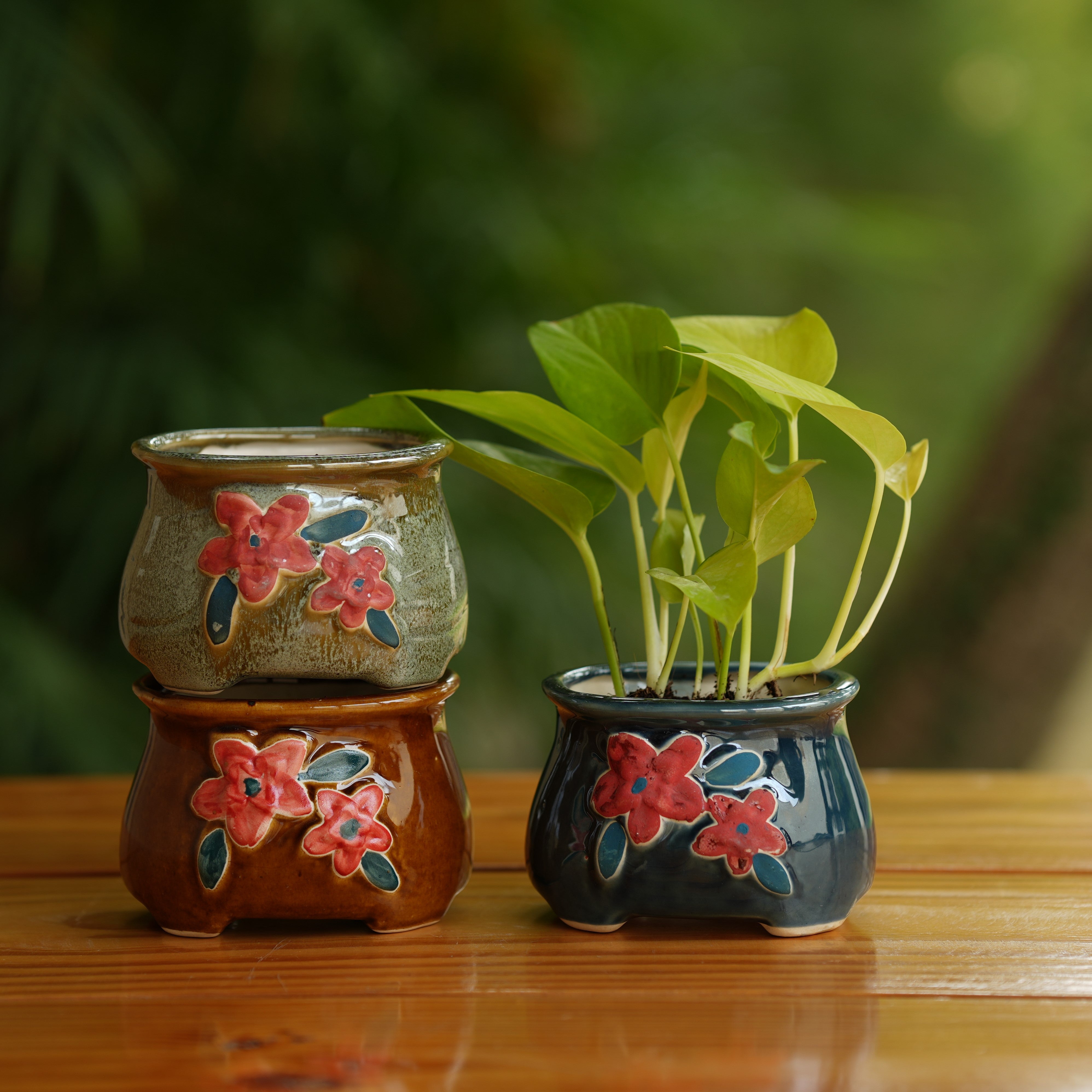 Handi Flower Design Ceramic Planter