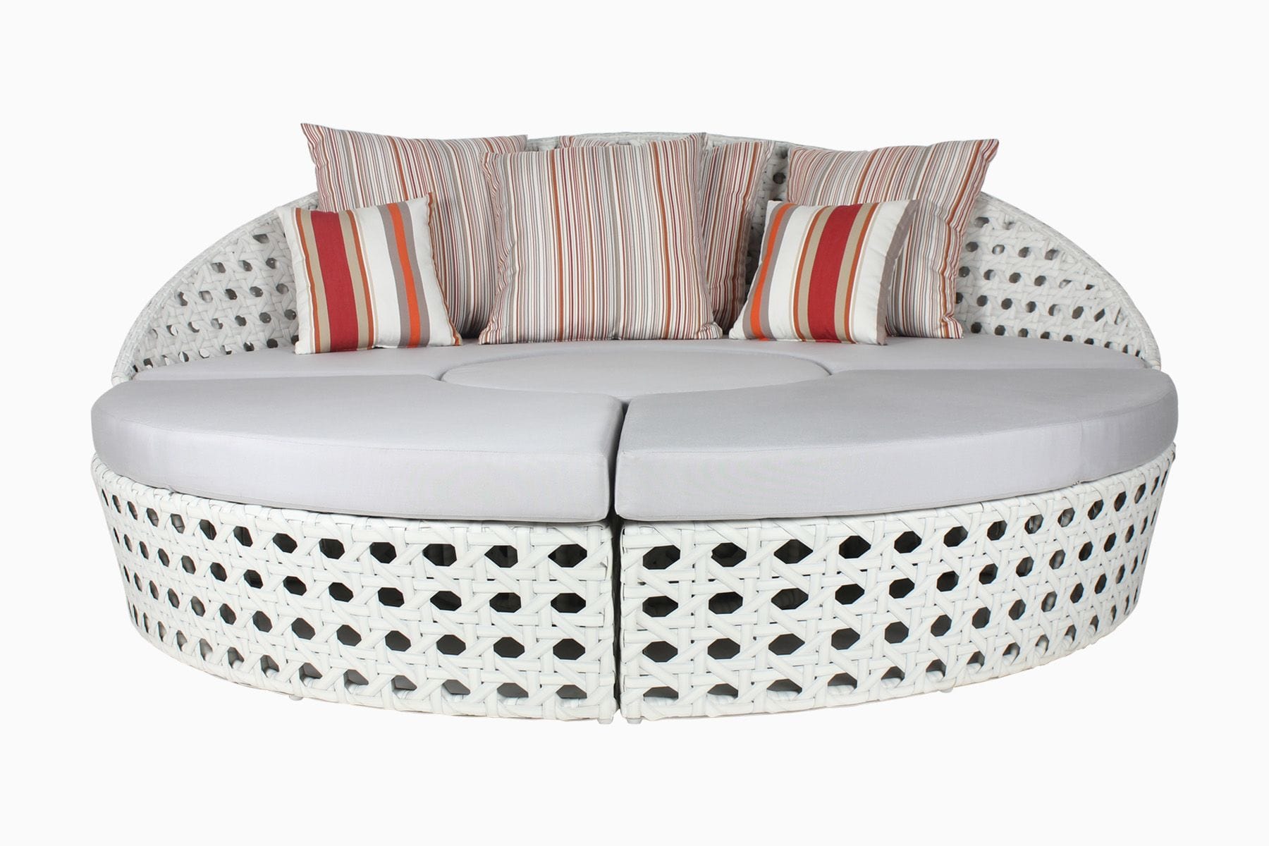 Dreamline Outdoor Furniture Poolside Round Sunbed With Cushion (White)