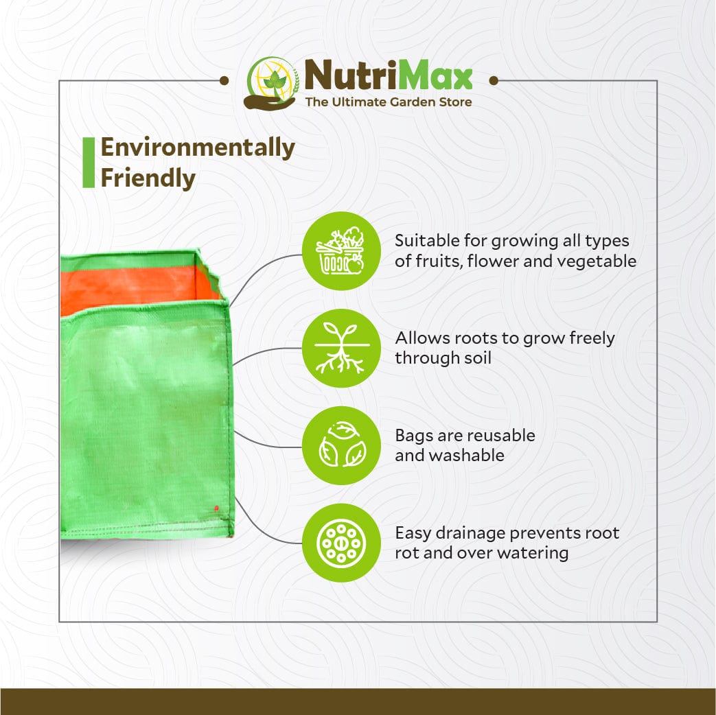 Nutrimax HDPE 200 GSM Growbags 12 x 12 x 12 inch Outdoor Plant Bag