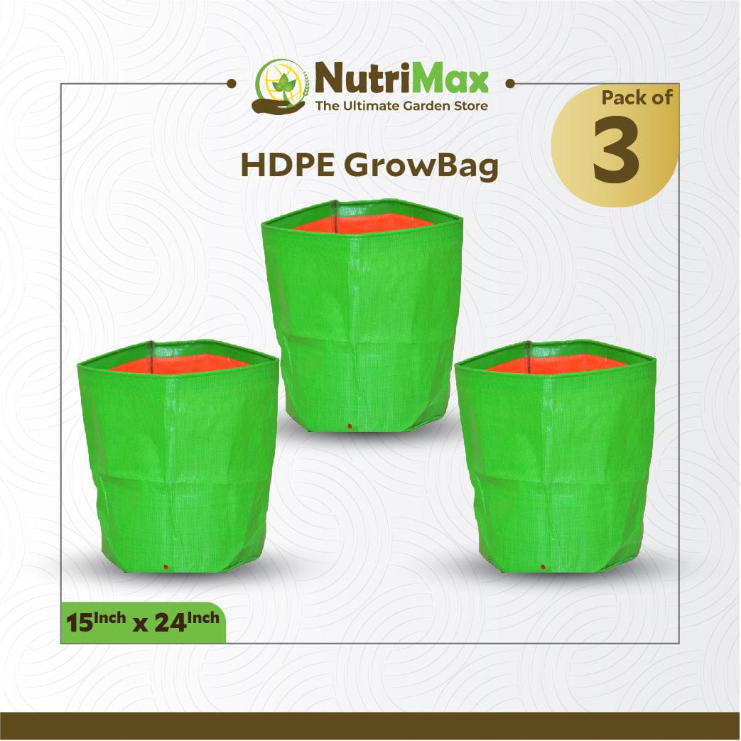 Nutrimax HDPE 200 GSM Growbags 15 inch x 24 inch Outdoor Plant Bag