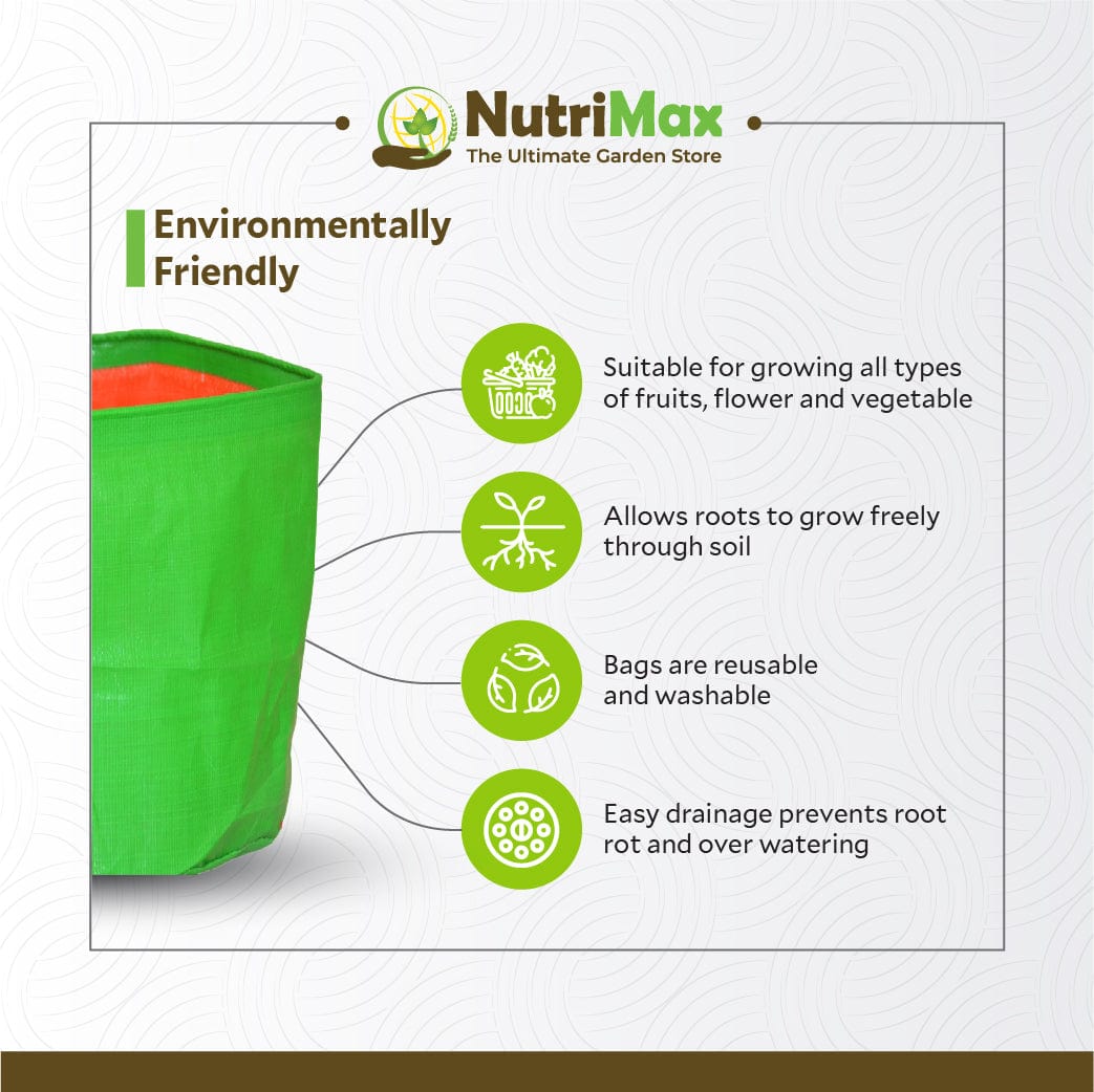 Nutrimax HDPE 200 GSM Growbags 15 inch x 24 inch Outdoor Plant Bag