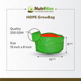 Nutrimax 200 GSM HDPE Grow Bags 15 inch x 8 inch Outdoor Plant Bag