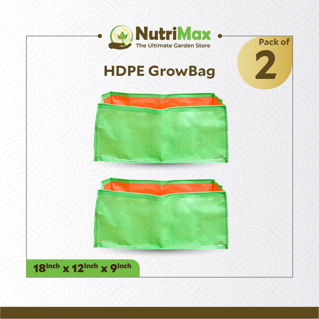 Nutrimax HDPE 200 GSM Growbags 18 x 12 x 9 inch Outdoor Plant Bag