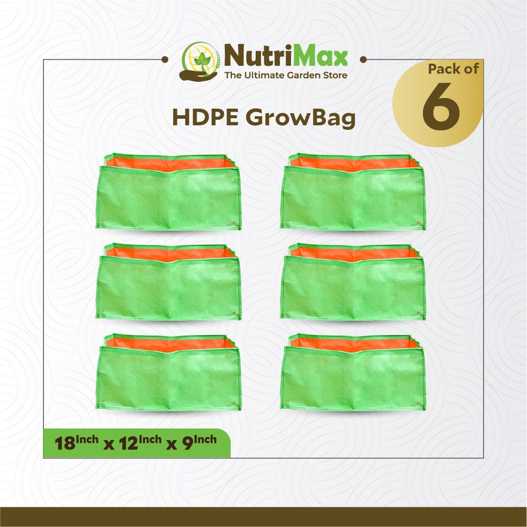 Nutrimax HDPE 200 GSM Growbags 18 x 12 x 9 inch Outdoor Plant Bag