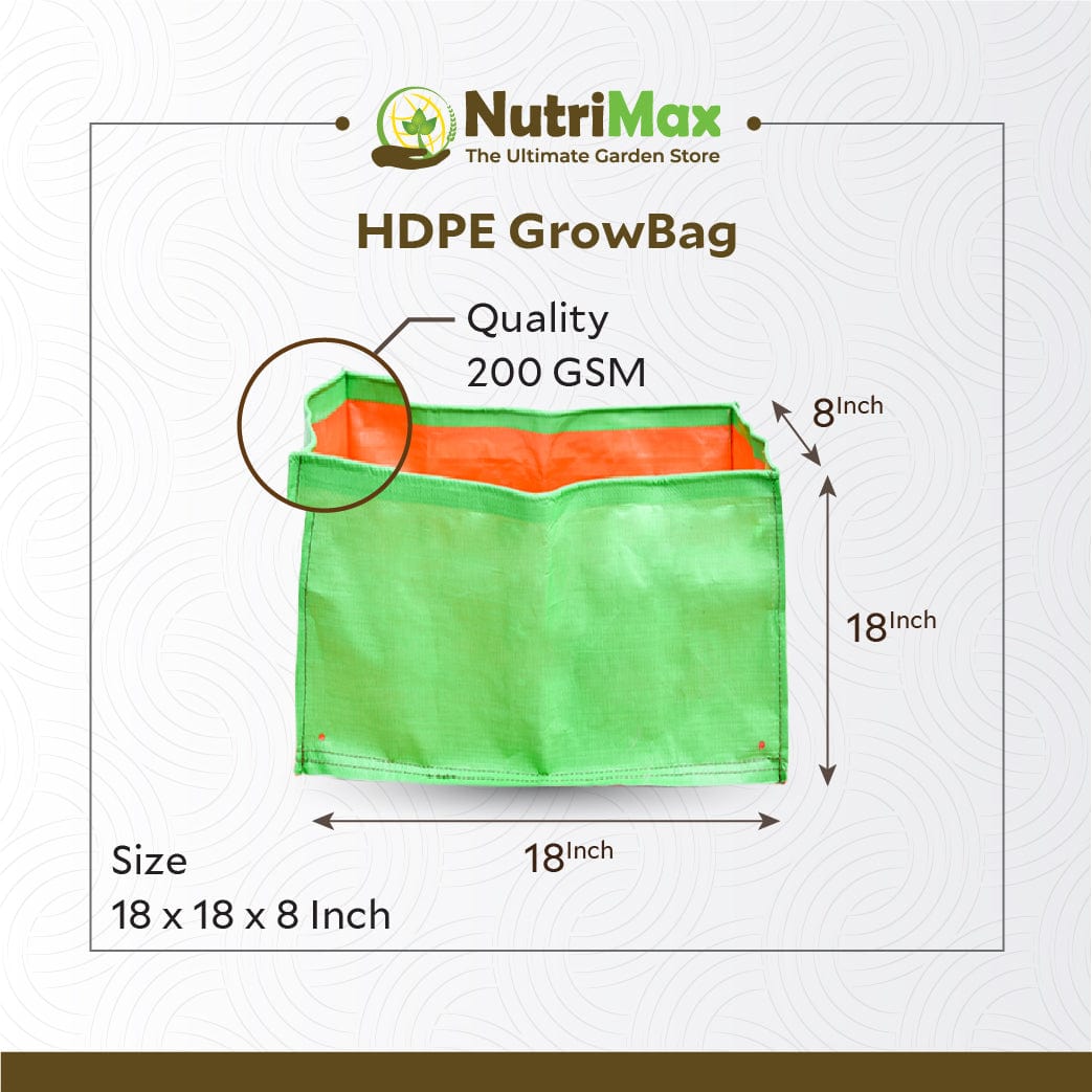 Nutrimax 200 GSM HDPE Grow Bags 18 x18 x 8 inch Outdoor Plant Bag
