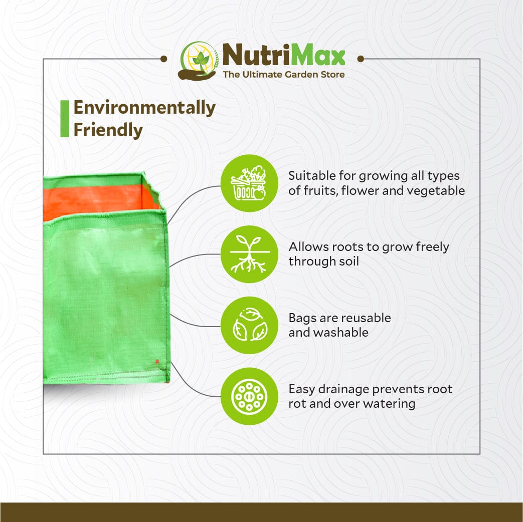 Nutrimax 200 GSM HDPE Grow Bags 18 x18 x 8 inch Outdoor Plant Bag