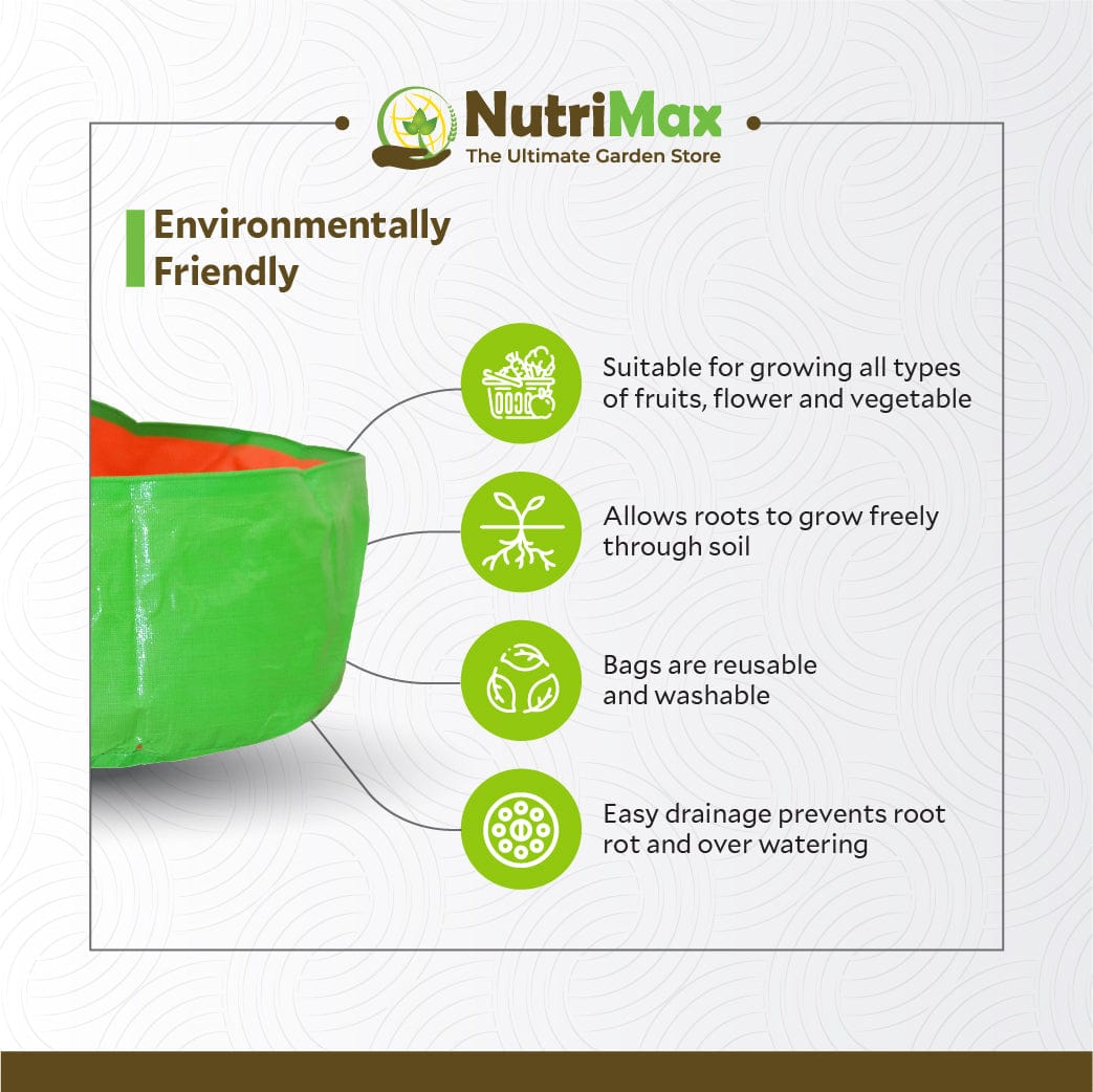 Nutrimax 200 GSM HDPE Grow Bags 18 inch x 8 inch Outdoor Plant Bag