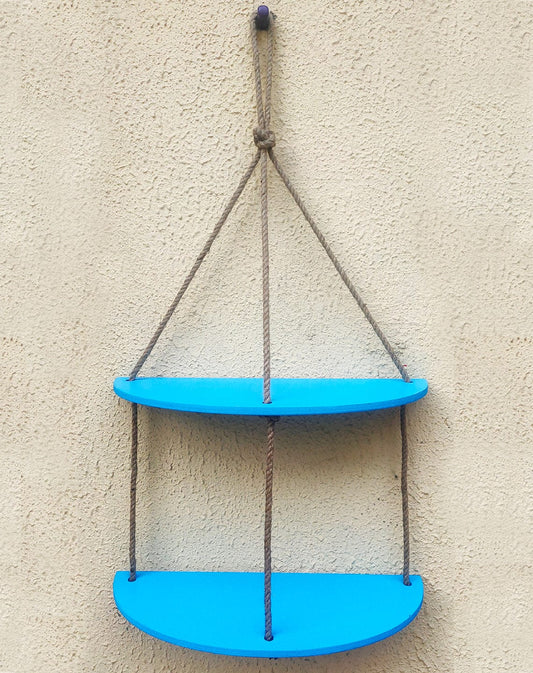 Half Oval Blue Wall Hanging Shelf