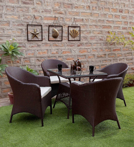 Dreamline Garden Patio Seating Set 1+4 4 Chairs And Table Set, Coffee Table Set (Dark Brown)