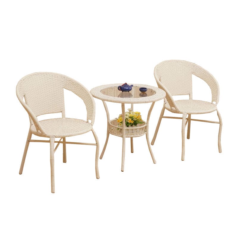 Dreamline Outdoor Furniture Garden Patio Seating Set - 2 Chairs And Table Set (Cream)