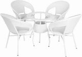 Dreamline Outdoor Furniture Garden Patio Seating Set - 4 Chairs And Table Set (White)