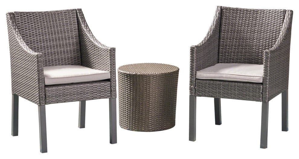 Dreamline Outdoor Garden/Balcony Patio Seating Set 1+2, 2 Chairs And 1 Round Shaped Table (Easy To Handle, Silver)
