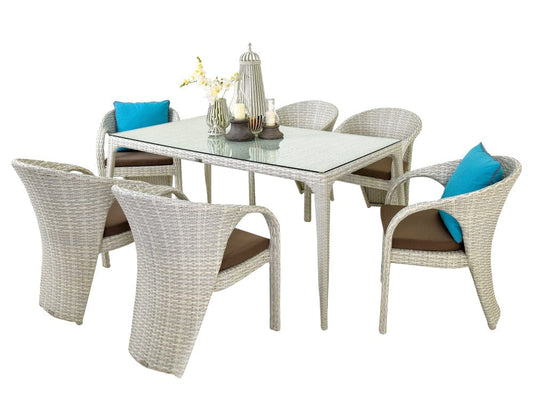 Dreamline Outdoor Garden Patio Dining Set (1+6) - 6 Chairs And 1 Table Set