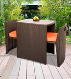Dreamline Outdoor Furniture Garden Patio Seating Set 1+2 2 Chairs And Table Set (brown)