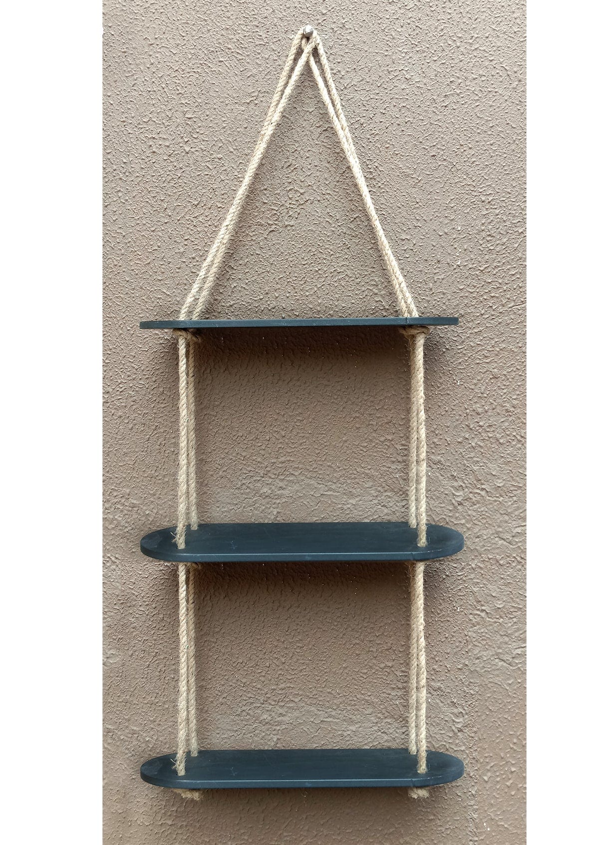 Rectangle Oval Black Wood Shelf