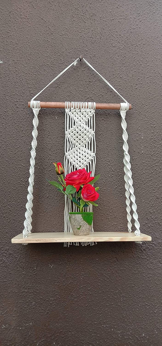 Wall Hanging Bohemian Shelf With Macrame