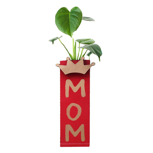 VAH- Kya Bat Hai !!Red Printed for Mom Magnetic Hydroponic or Artificial Plants Holder