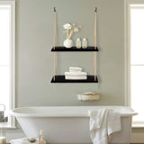 Tier-2 Rectangle Wall Hanging Shelves With Rope