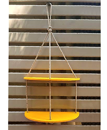 Half Oval Yellow Wall Hanging Shelf