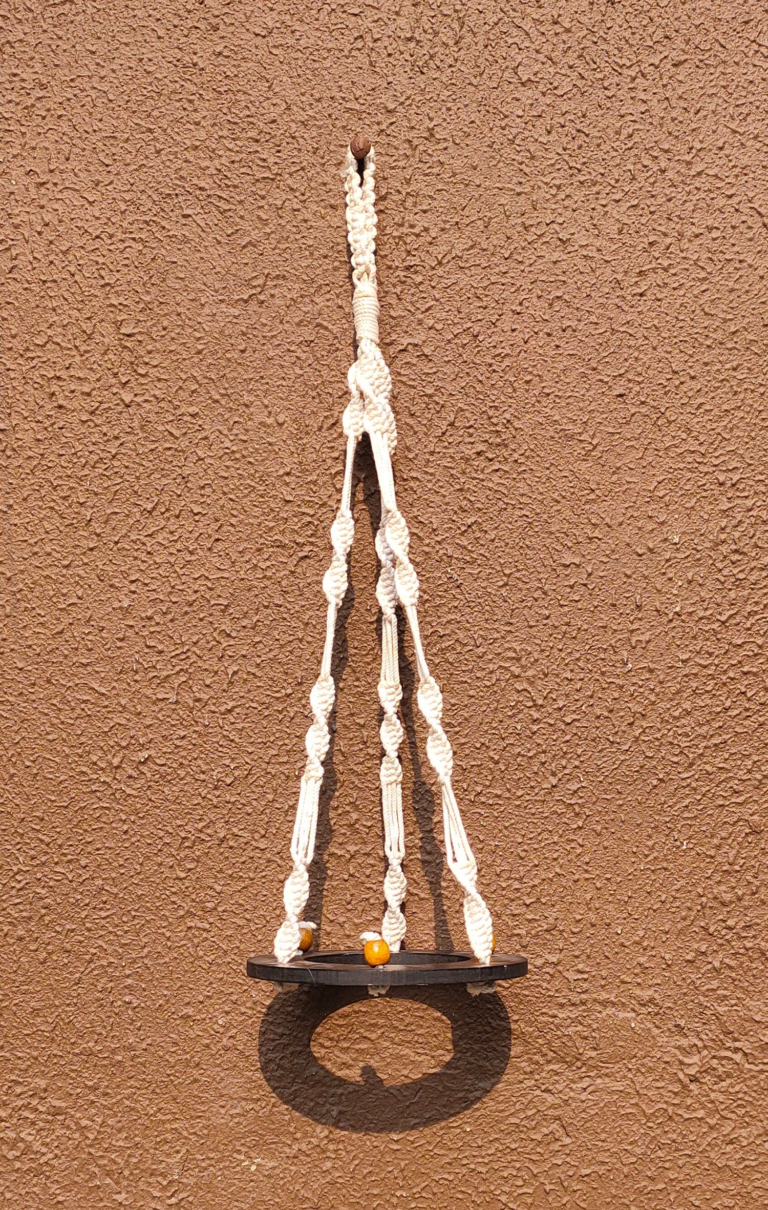 Macrame Cotton Black Round Plant Hanger Rope (Ring Beads)