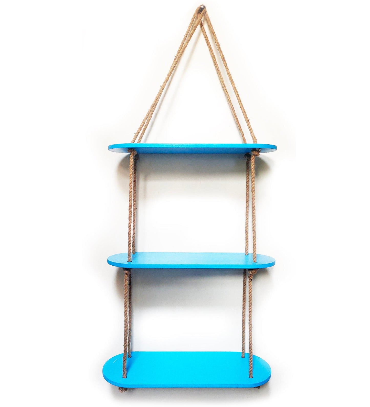 Rectangle Oval Blue Wood Shelf