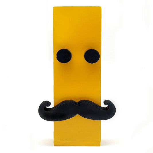 VAH- Kya Bat Hai !! Yellow 3D Eye and Moustache Magnetic Hydroponic or Artificial Plants Holder